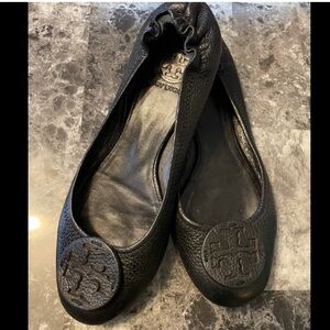 Tory Burch Reva Ballet Flats Black Size 7 EUC
